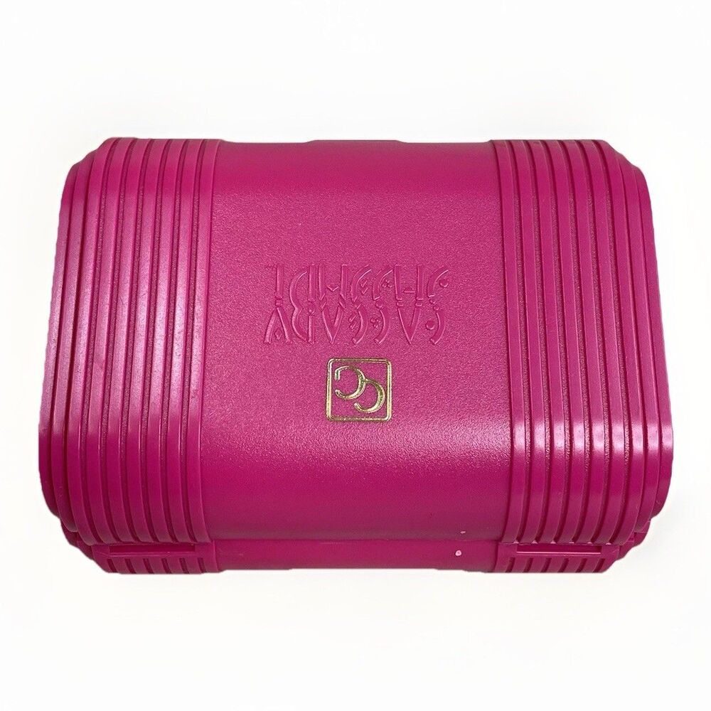 Vintage Sassaby Hard Pink Makeup Lipstick Case Travel Case USA Made Mirror EUC